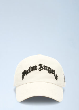 Palm Angels Logo Motif Baseball Cap White pma0360001