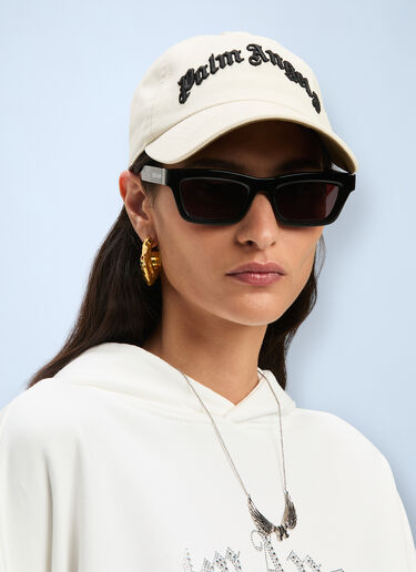 Palm Angels Logo Motif Baseball Cap White pma0360001