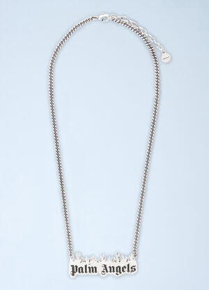 Palm Angels Burning Logo Necklace Grey pma0360038