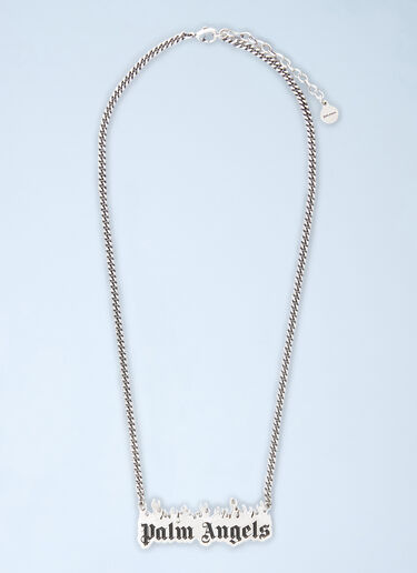 Burning Logo Necklace Palm Angels Burning Logo Necklace Grey pma0360038