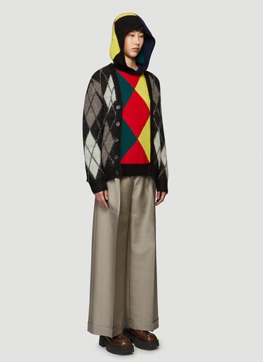 Pringle of Scotland Harlequin Argyle Hooded Sweater Black pos0340006