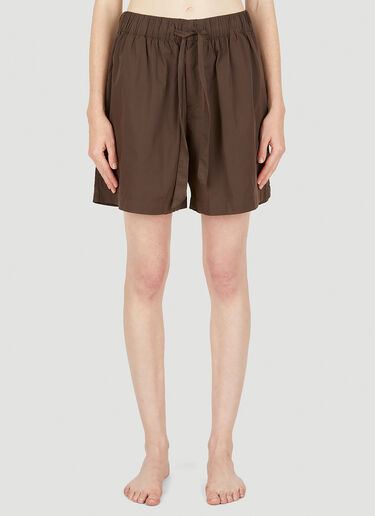 Drawstring Sleep Shorts Tekla Drawstring Sleep Shorts Brown tek0349032
