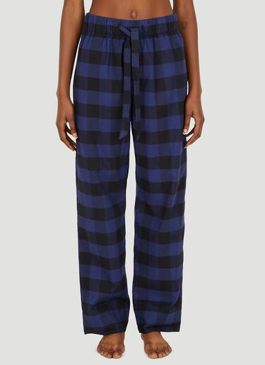 Drawstring Gingham Sleep Pants Tekla Drawstring Gingham Sleep Pants Blue tek0350021