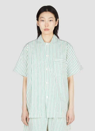 Clover Stripe Short Sleeve Pyjama Shirt Tekla Clover Stripe Short Sleeve Pyjama Shirt Green tek0353016