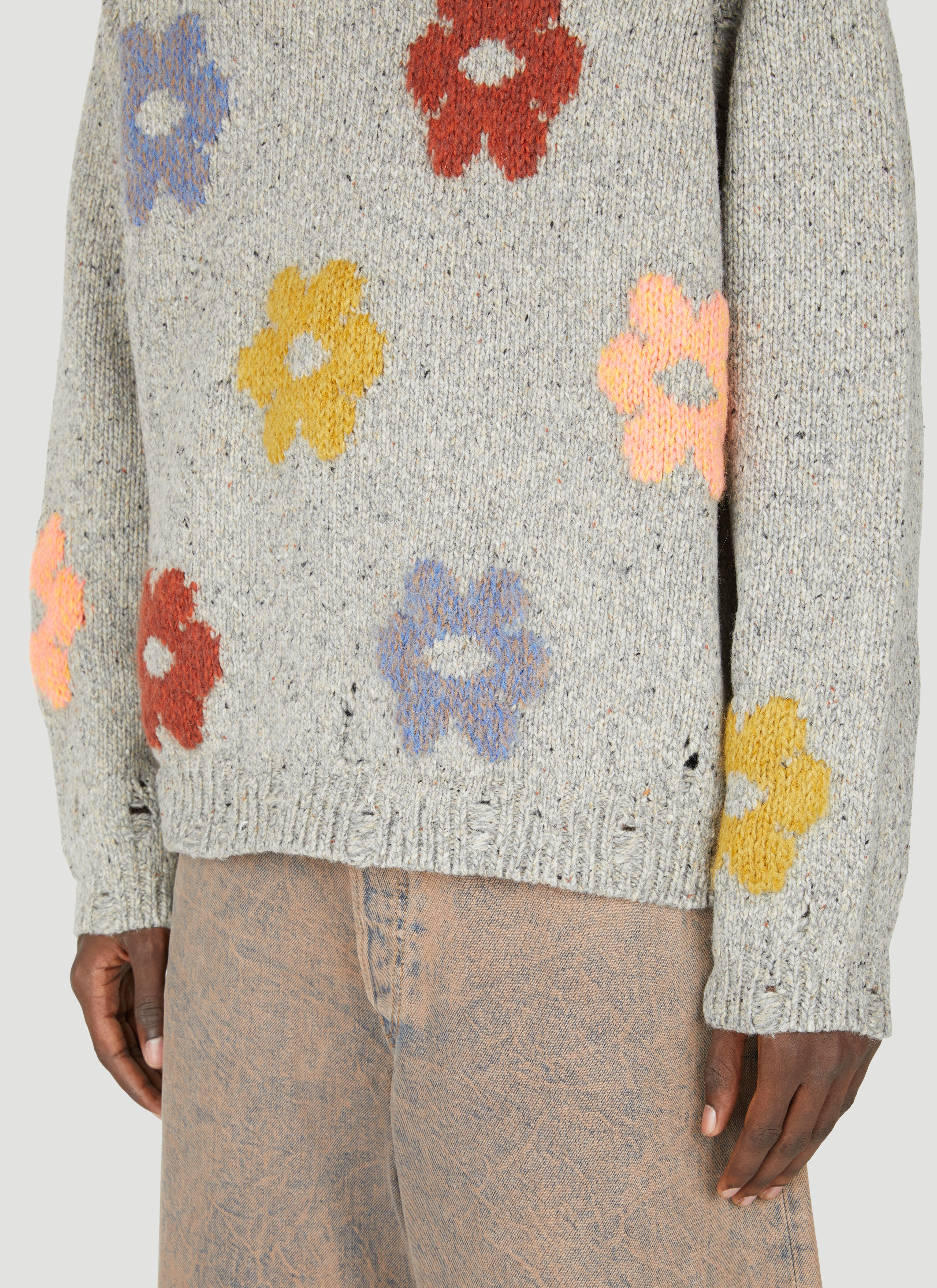 Acne Studios Men's' Floral Jacquard Sweater in Grey | LN-CC®