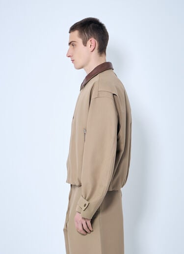皮革领斜纹布夹克 Acne Studios 皮革领斜纹布夹克 米色 acn0159002