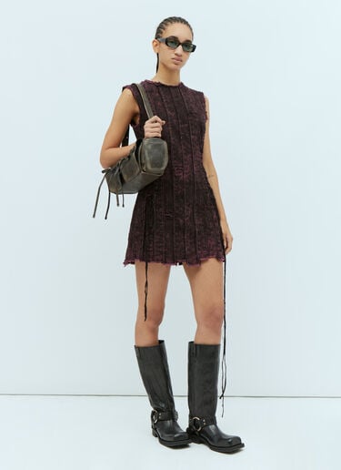 牛仔拼接迷你连衣裙 Acne Studios 牛仔拼接迷你连衣裙 酒红色 acn0254009