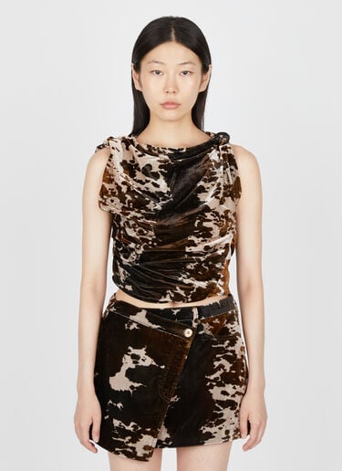翻领丝绒奶牛印花上衣 Acne Studios 翻领丝绒奶牛印花上衣 棕色 acn0254019