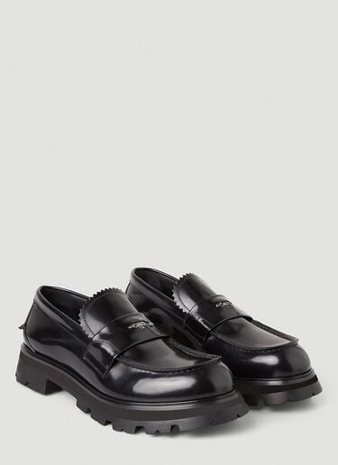 Scalloped Tongue Penny Loafers Alexander McQueen Scalloped Tongue Penny Loafers Black amq0147044