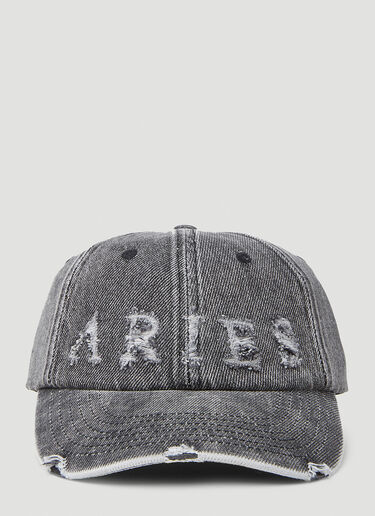 레이저 로고 디스트레스트 데님 캡 Aries 레이저 로고 디스트레스트 데님 캡 그레이 ari0252009