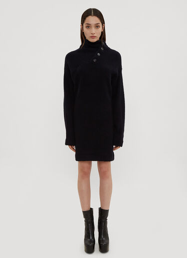 Atlein Asymmetrical Neck Sweater Dress Navy atl0234012