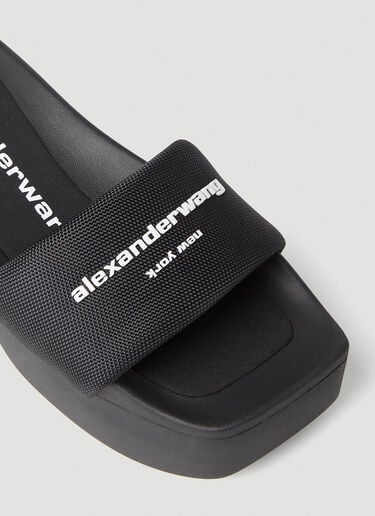 Alexander Wang 徽标图案厚底拖鞋 黑色 awg0251051