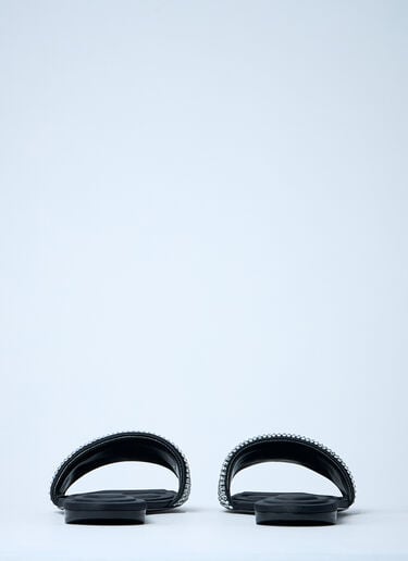 Embellished Logo Motif Slides Alexander Wang Embellished Logo Motif Slides Black awg0261026