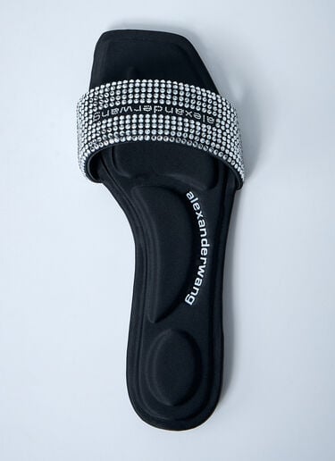 Embellished Logo Motif Slides Alexander Wang Embellished Logo Motif Slides Black awg0261026