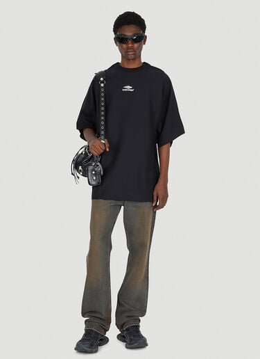 플랫 로고 프린트 T-셔츠 Balenciaga 플랫 로고 프린트 T-셔츠 블랙 bal0149014
