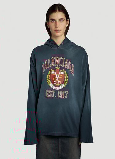 Balenciaga Est 1917 Hooded Sweatshirt Blue bal0246073
