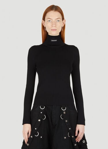 Logo Motif Turtleneck Sweater Balenciaga Logo Motif Turtleneck Sweater Black bal0247034