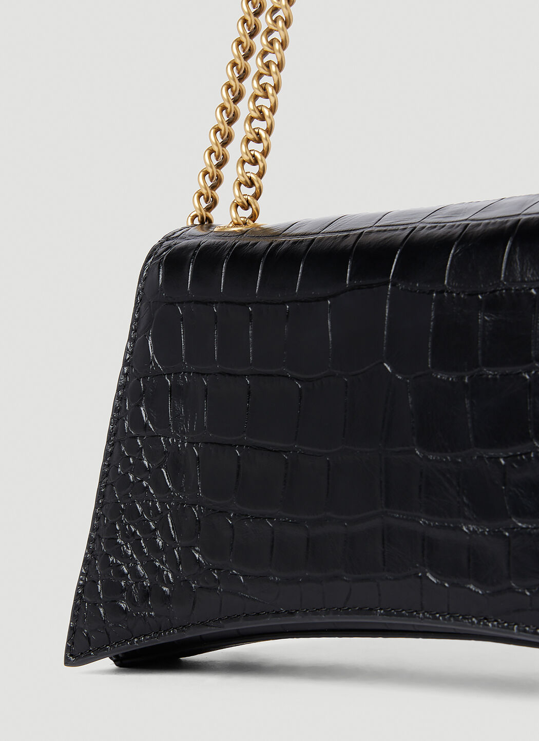 直営店☆BALENCIAGA☆ CRUSH CHAIN XS クロコ型押し ショルダー Balenciaga Women's' Crush Chain XS Shoulder Bag in Black