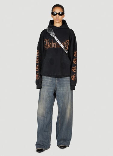 Heavy Metal Distressed Hooded Sweatshirt Balenciaga Heavy Metal Distressed Hooded Sweatshirt Black bal0253027