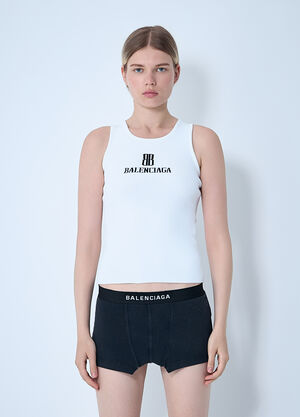 Balenciaga Logo Motif Tank Top White bal0261002