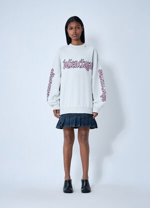 Balenciaga Logo Motif Sweatshirt Dress White bal0261010