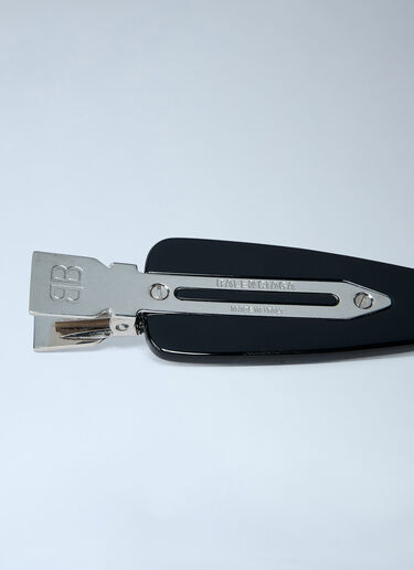 Set Of Two Logo Engraved Hair Clips Balenciaga Set Of Two Logo Engraved Hair Clips Black bal0261048