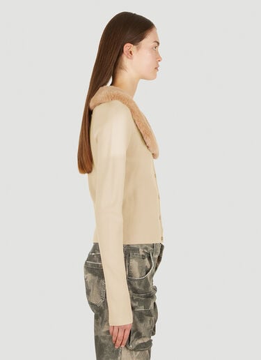 Blumarine Faux Fur Trim Cardigan Beige blm0252006