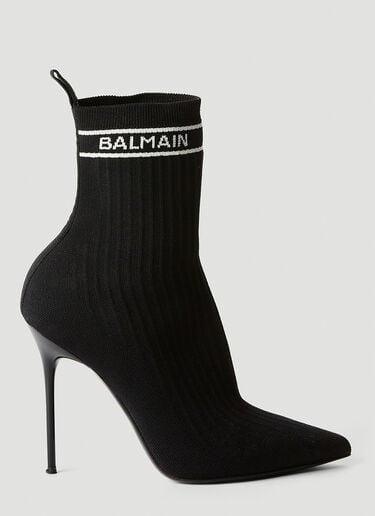 徽标印花针织高跟靴 Balmain 徽标印花针织高跟靴 黑色 bln0253034