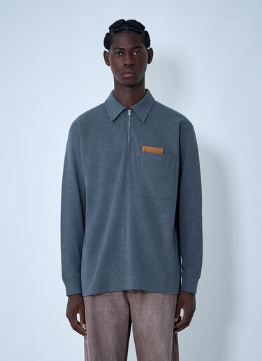 Double Cotton Melange Polo Shirt Bottega Veneta Double Cotton Melange Polo Shirt Dark Grey bov0162003
