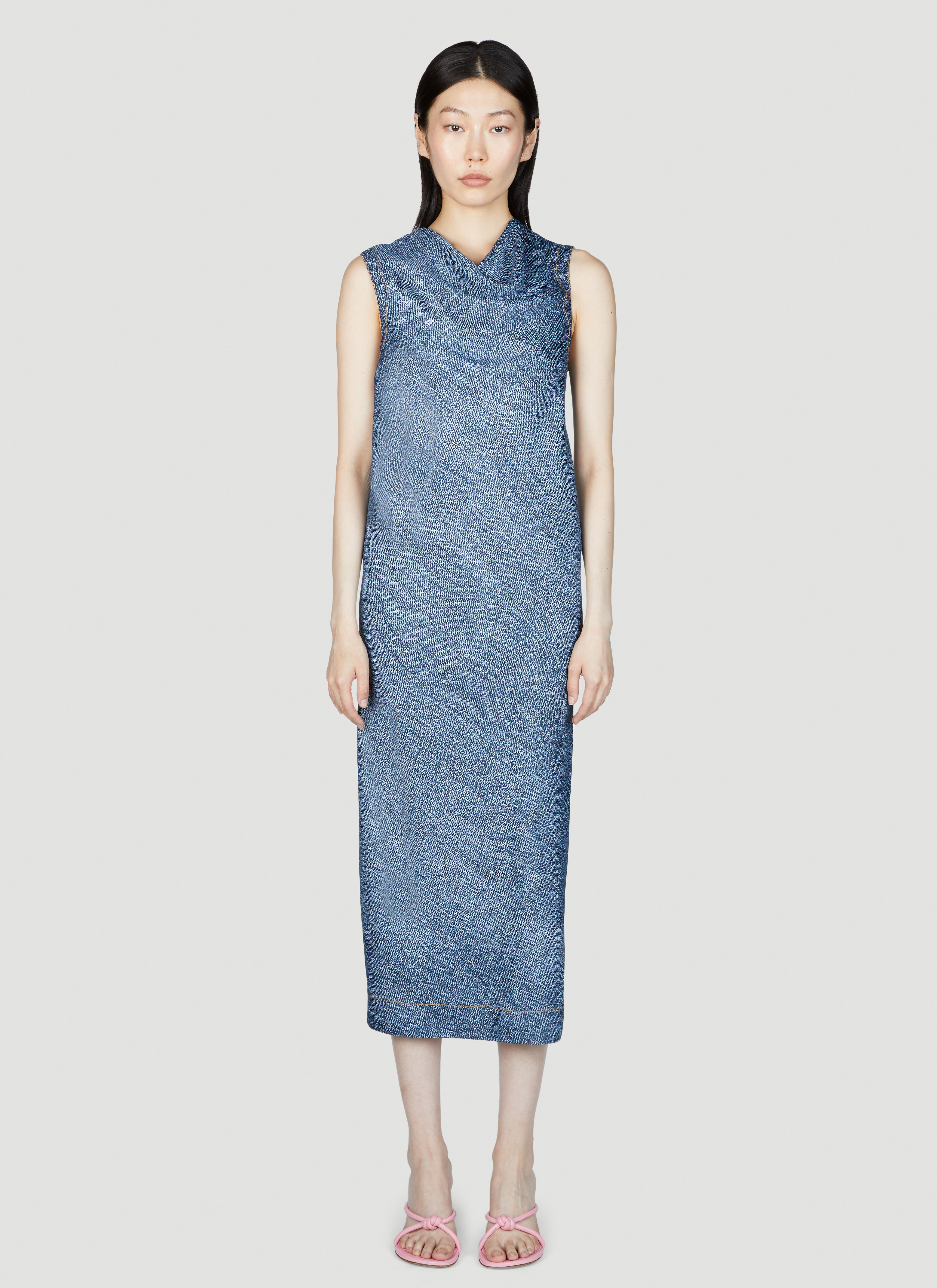 ワンピース Bottega Veneta DENIM DRESS Denim midi dress in blue - Bottega Veneta | Mytheresa