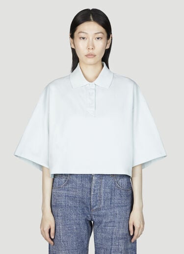 크롭 폴로 셔츠 Bottega Veneta 크롭 폴로 셔츠 블루 bov0255019
