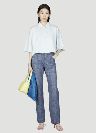 크롭 폴로 셔츠 Bottega Veneta 크롭 폴로 셔츠 블루 bov0255019