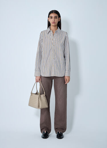 Stripe Button-Down Shirt Bottega Veneta Stripe Button-Down Shirt Brown bov0262043