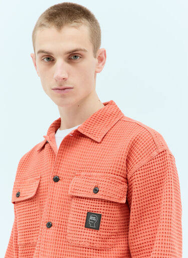 Brain Dead Waffle Button Shirt Orange bra0154017