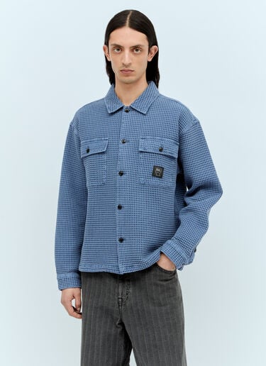 Waffle Button Shirt Brain Dead Waffle Button Shirt Blue bra0156002