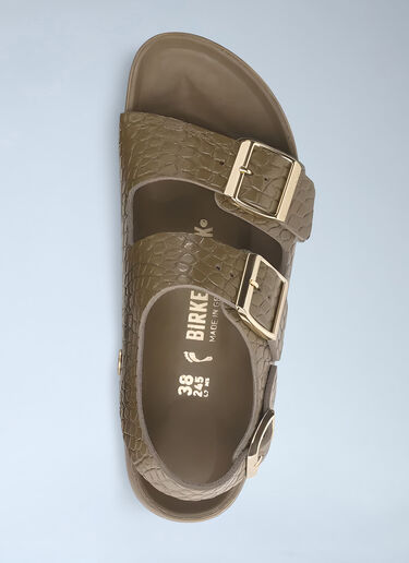 Birkenstock Embossed Leather Three Strap Sandals Khaki brk0252009