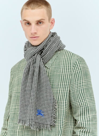 Burberry Houndstooth Wool Silk Scarf Grey bur0155079