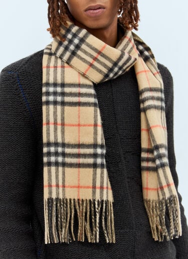 Check Cashmere Scarf Burberry Check Cashmere Scarf Beige bur0157036