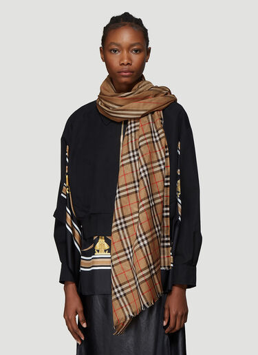 Heritage Stripe and Vintage Check Scarf Burberry Heritage Stripe and Vintage Check Scarf Beige bur0237020