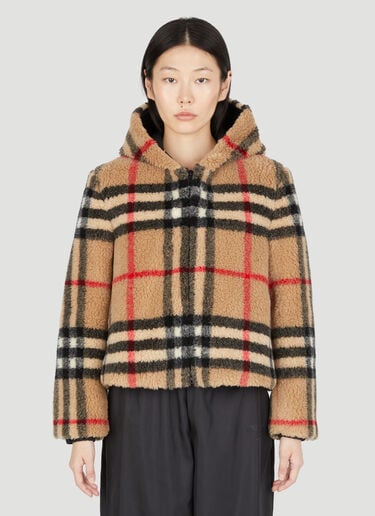 格纹抓绒连帽夹克 Burberry 格纹抓绒连帽夹克 米色 bur0253034