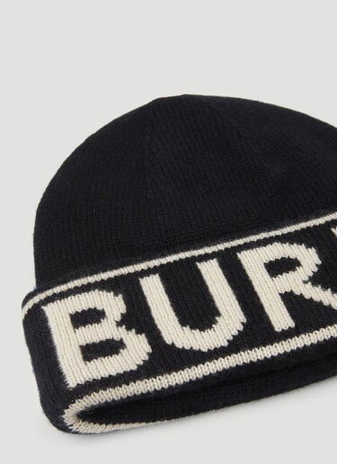Logo Intarsia Beanie Hat Burberry Logo Intarsia Beanie Hat Black bur0346018