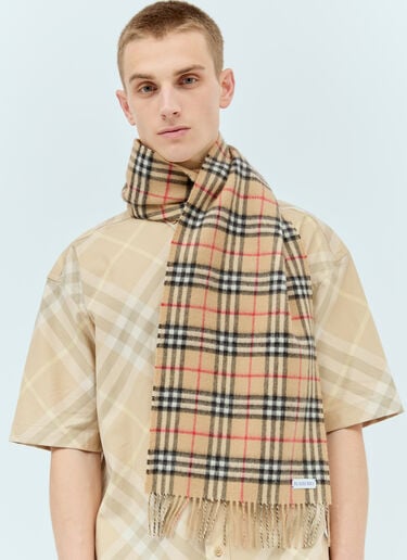 双面格纹羊绒围巾 Burberry 双面格纹羊绒围巾 米色 bur0355003