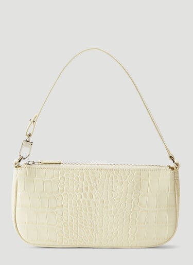 BY FAR Rachel Crocodile Embossed Shoulder Bag Beige byf0241026