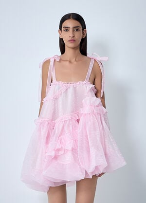 Cecilie Bahnsen Ruffle Trim Midi Dress Pink cec0262007