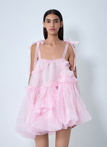 Cecilie Bahnsen Ruffle Trim Midi Dress Pink cec0262007