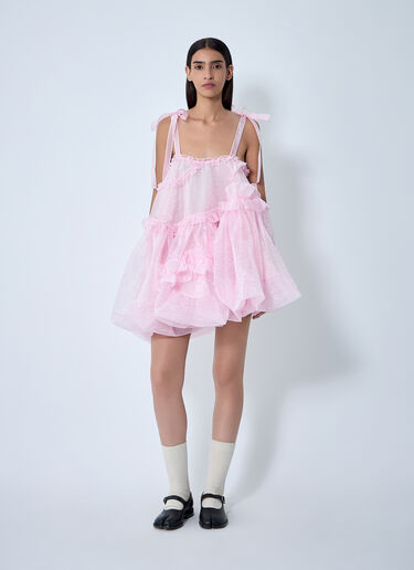 Cecilie Bahnsen Ruffle Trim Midi Dress Pink cec0262007