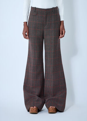 Chloé Wool Check Pants Brown chl0261007