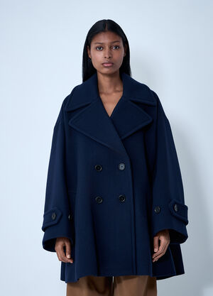 Chloé Double-Breasted Wool-Blend Coat Navy chl0261011