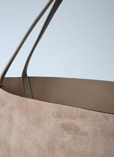 Large Suede Spin Tote Bag Chloé Large Suede Spin Tote Bag Beige chl0261046