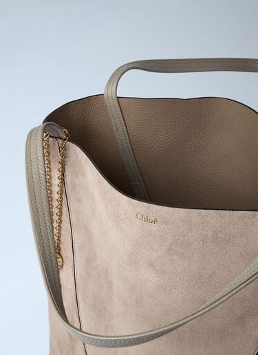 Large Suede Spin Tote Bag Chloé Large Suede Spin Tote Bag Beige chl0261046